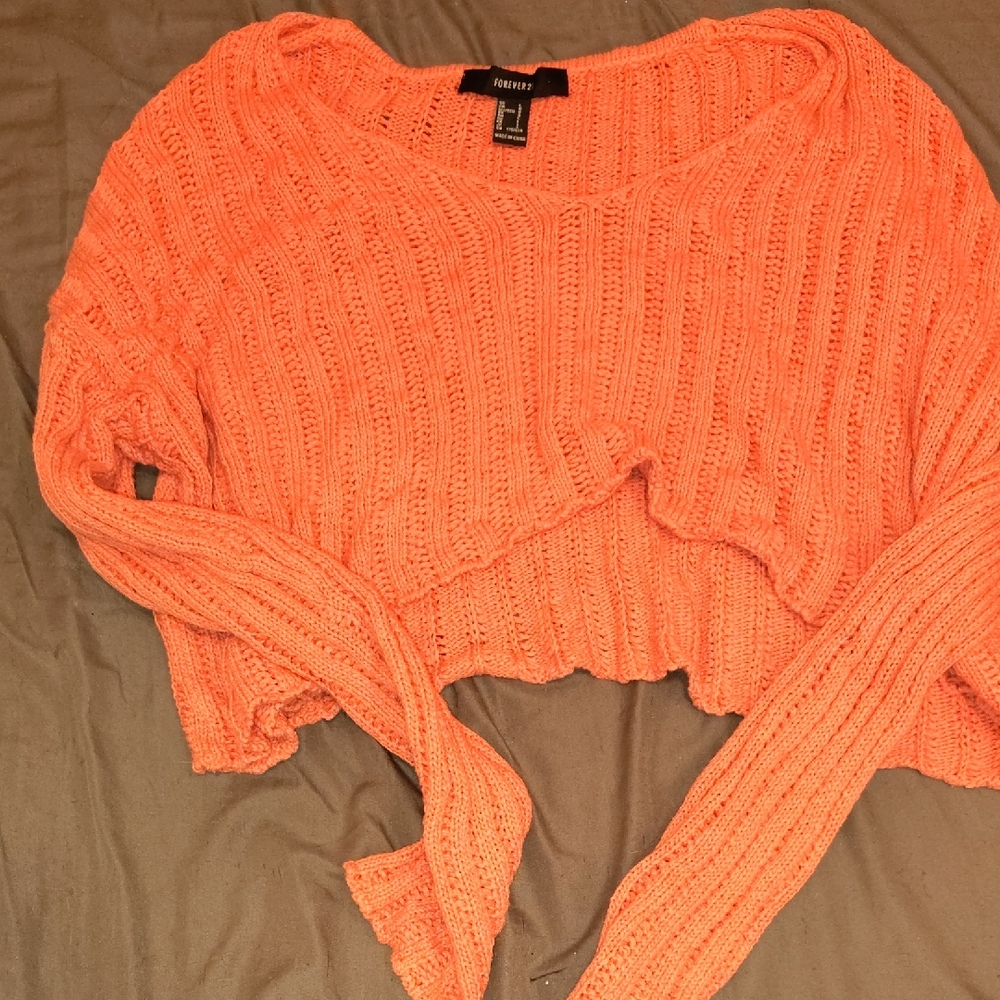Forever 21 Coral Cropped Sweater